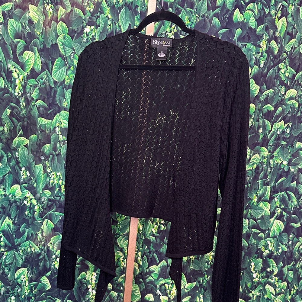Style & Co. Black Tie-Front Shrug - Picture 4 of 5